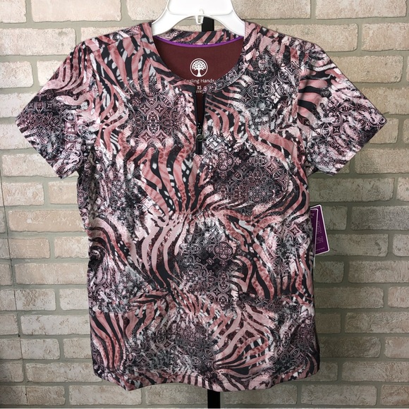 healing hands Tops - Healing Hands Purple Label Zip Pull Over Mandarin Scrub Top in Auki Size XS